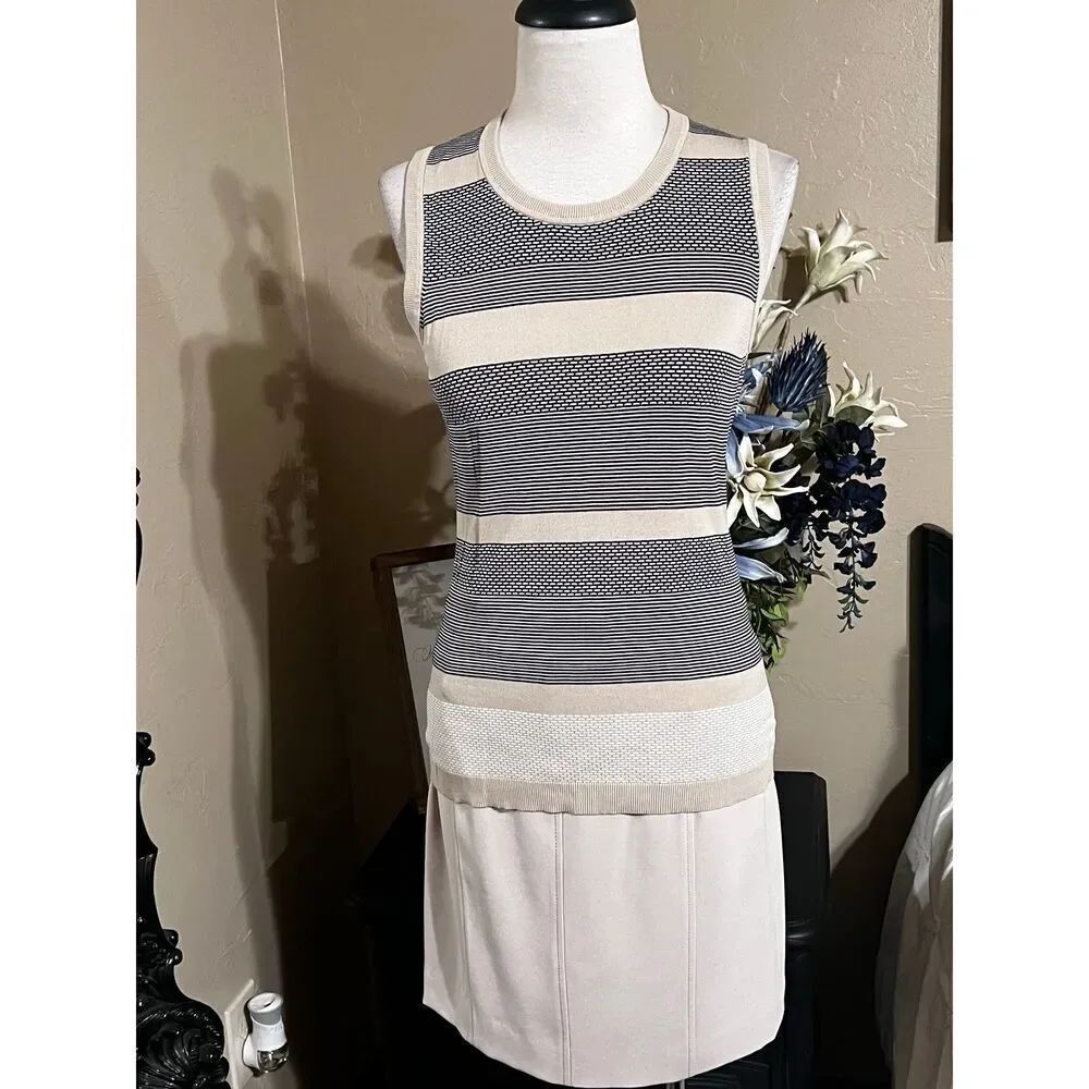 Per Se Sleeveless Striped Sweater, Golf Set, Skirt Set Size 6